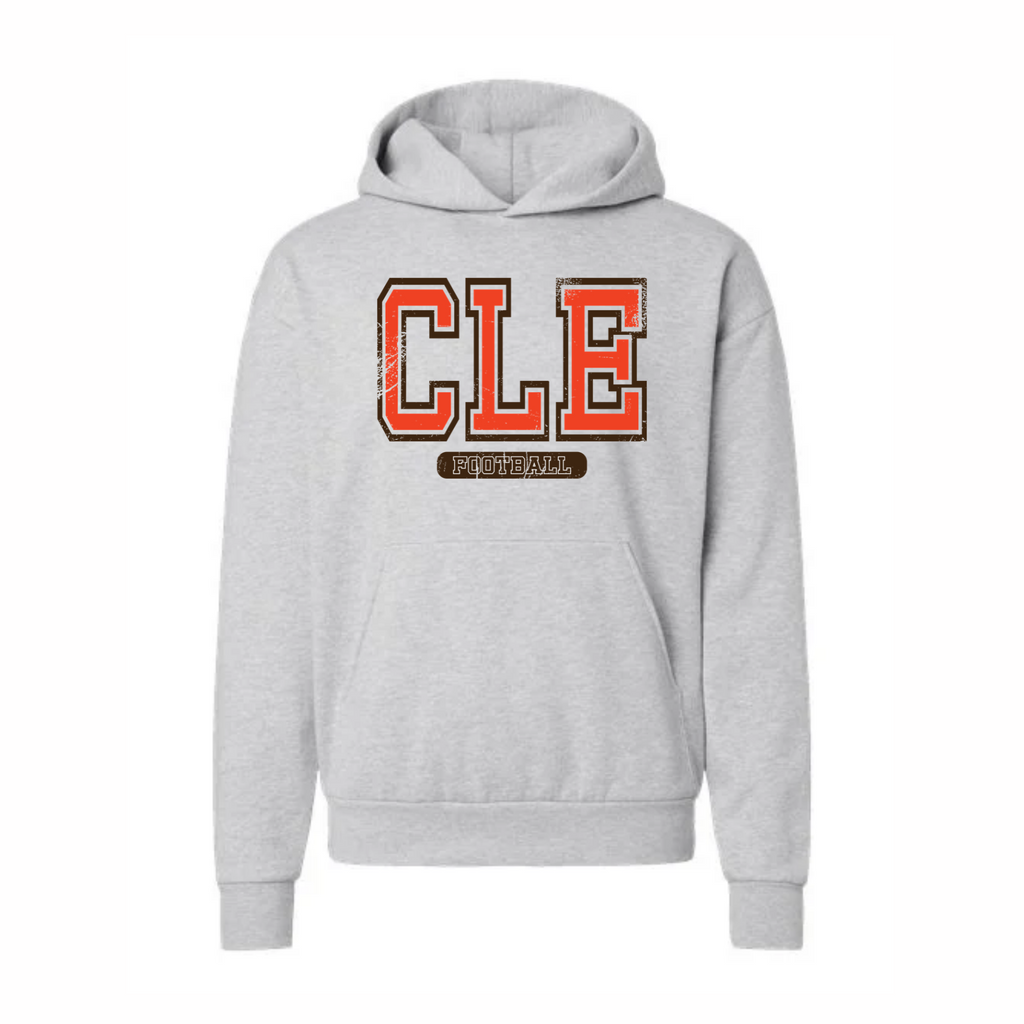 Grey Heather CLE Football oversized game day hoodie