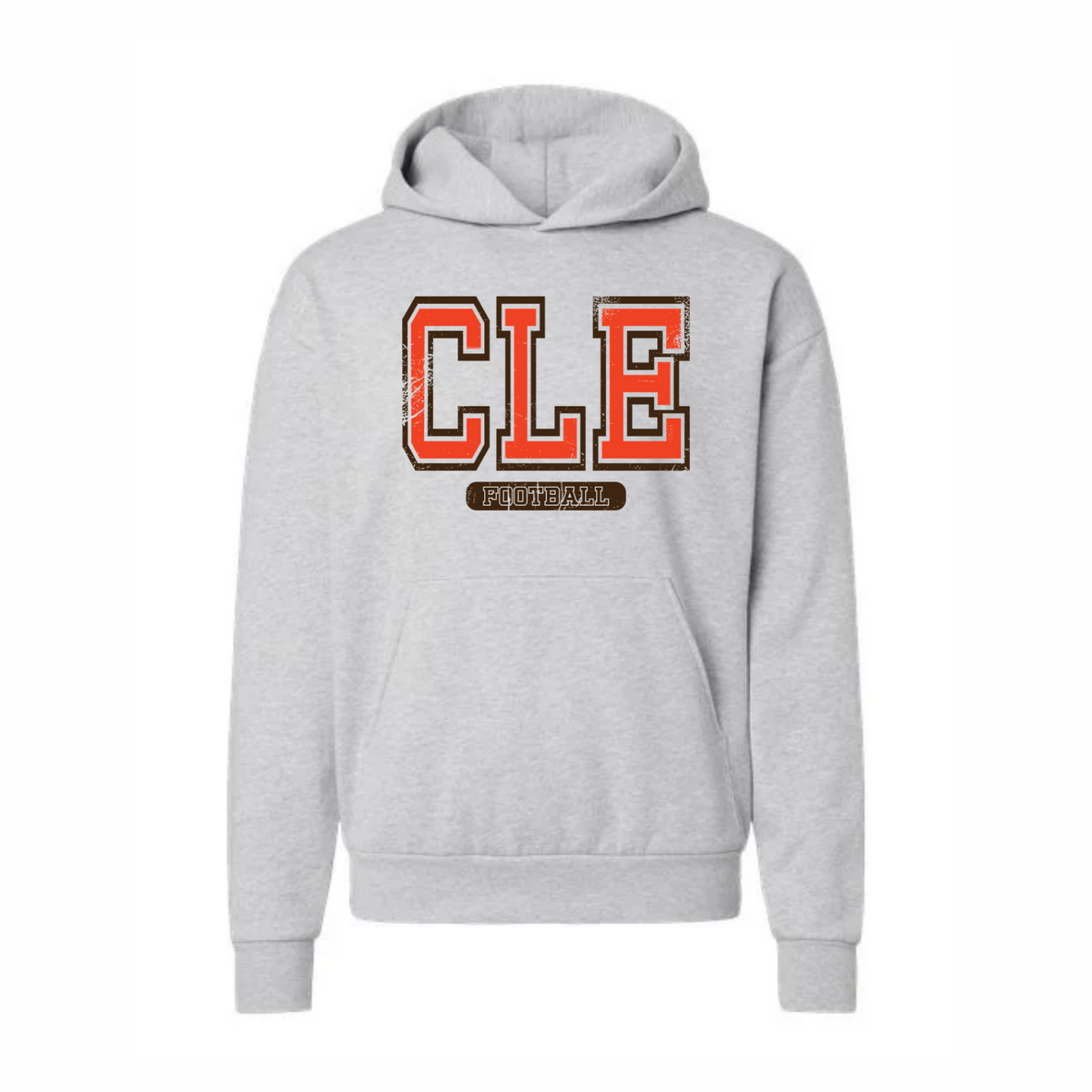 Grey Heather CLE Football oversized game day hoodie