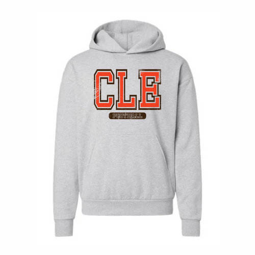 Grey Heather CLE Football oversized game day hoodie