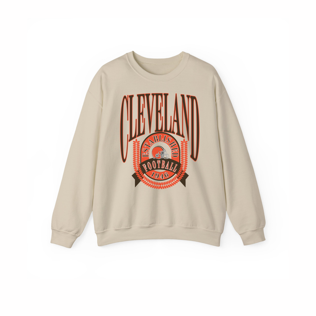 Ash Gray Cleveland Established Football 1946 unisex crewneck sweatshirt