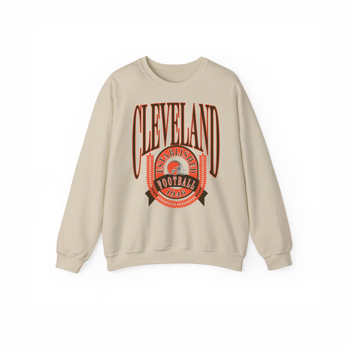 Ash Gray Cleveland Established Football 1946 unisex crewneck sweatshirt