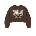 Coffee brown Cleveland Football Club cropped crewneck sweatshirt flat lay