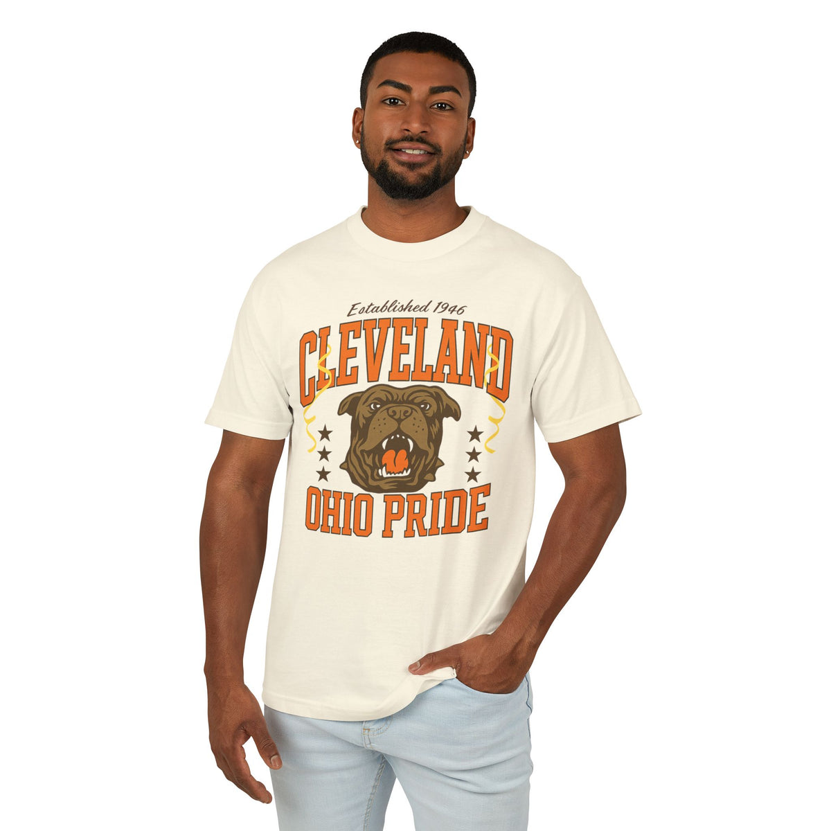 Cleveland Ohio Pride graphic tee modeled