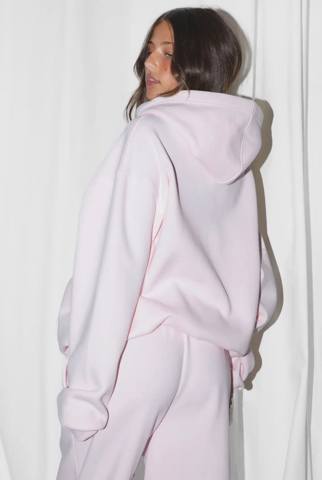 Cloud Nine Oversized Hoodie in Pale Pink - back view