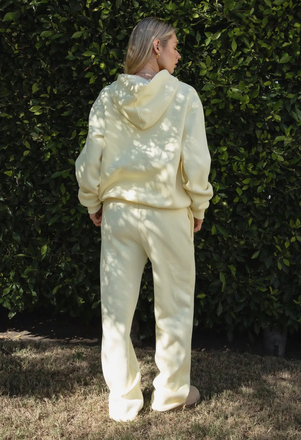 Cloud Nine Oversized Hoodie in Pale Yellow - back view