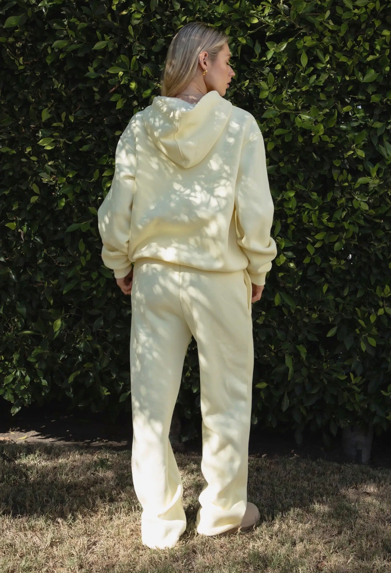 Cloud Nine Oversized Hoodie in Pale Yellow - back view