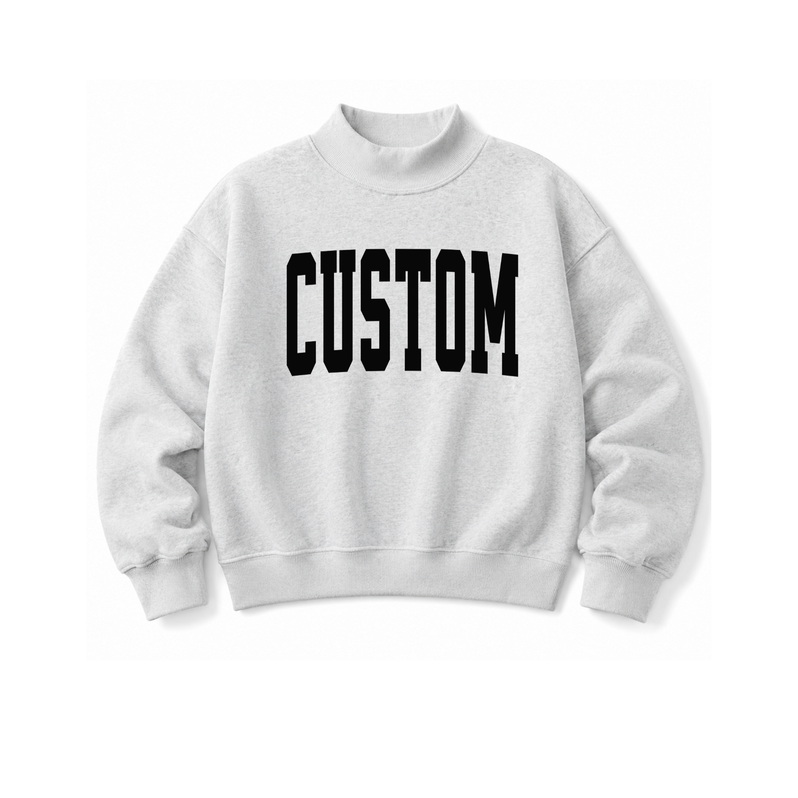 Custom arched city or school name gray mockneck sweatshirt