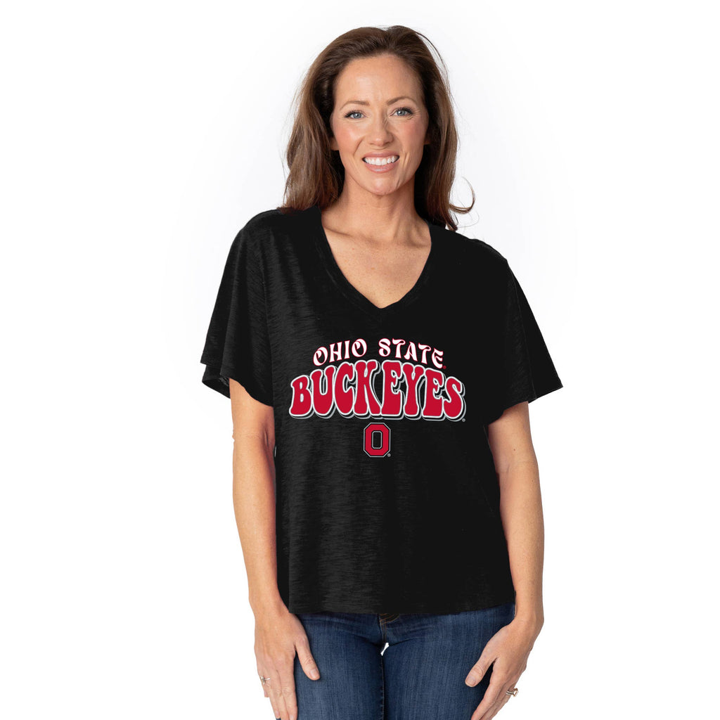 Ohio State Buckeyes Fawn Flutter Sleeve Gameday Tee