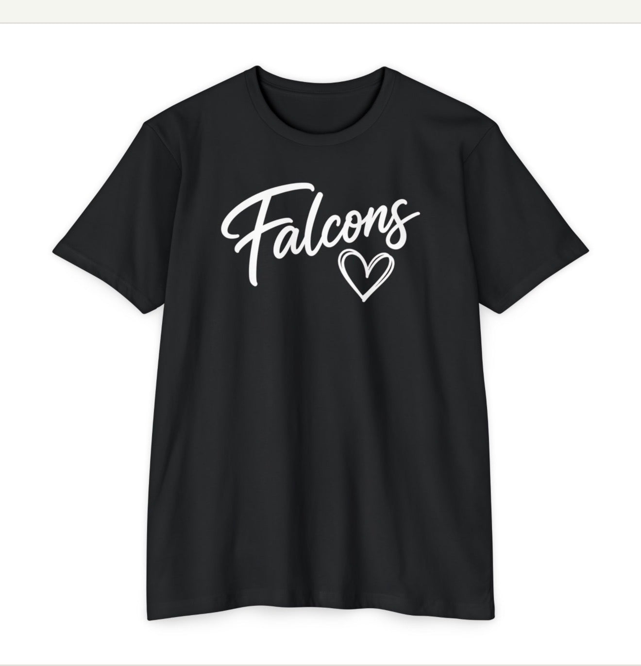 Field Falcons heart script tee in black