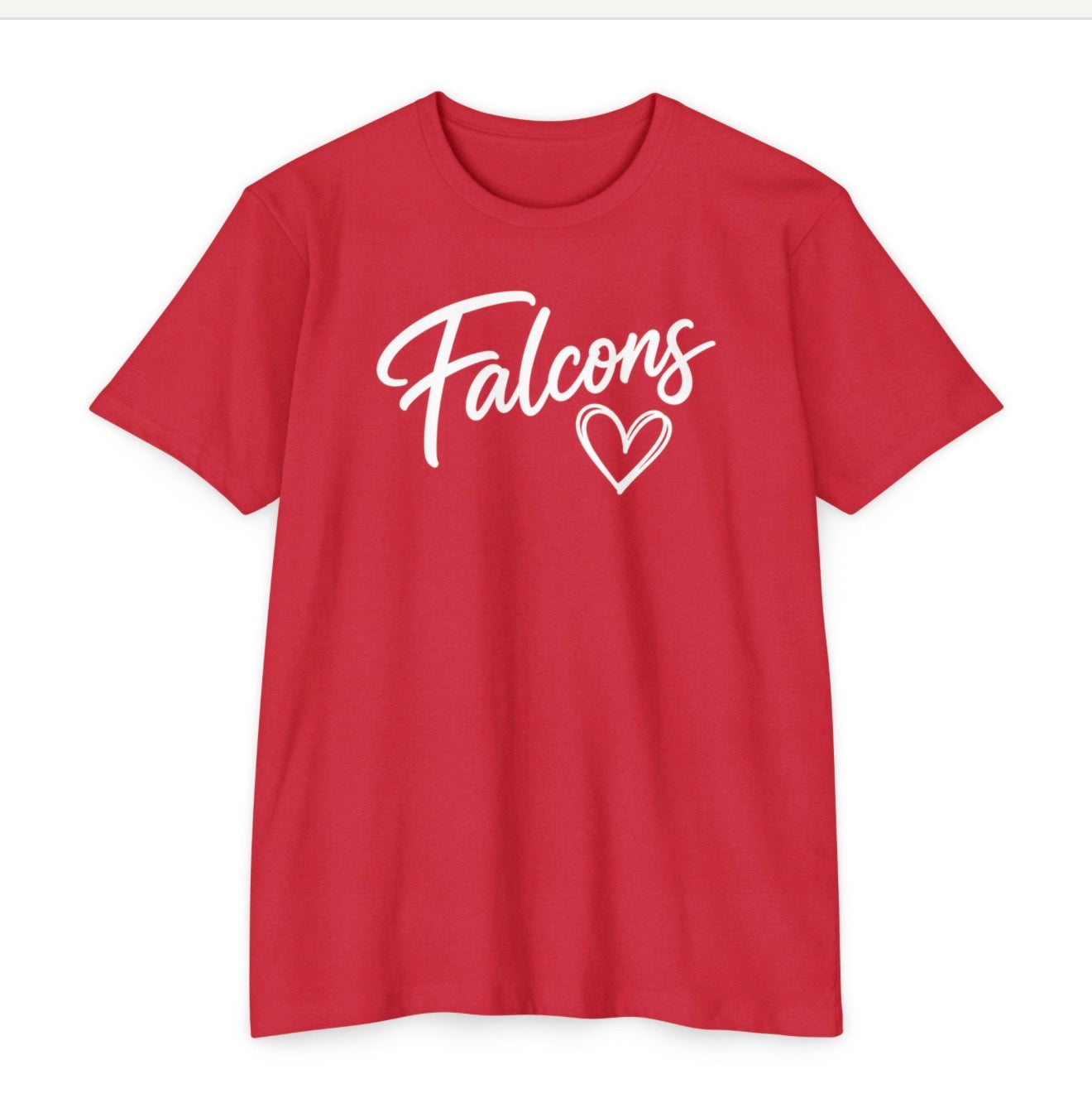 Field Falcons heart script tee in red