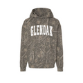 GlenOak Eagles Deadwood Tree Camo heavyweight hoodie with white GLENOAK varsity graphic