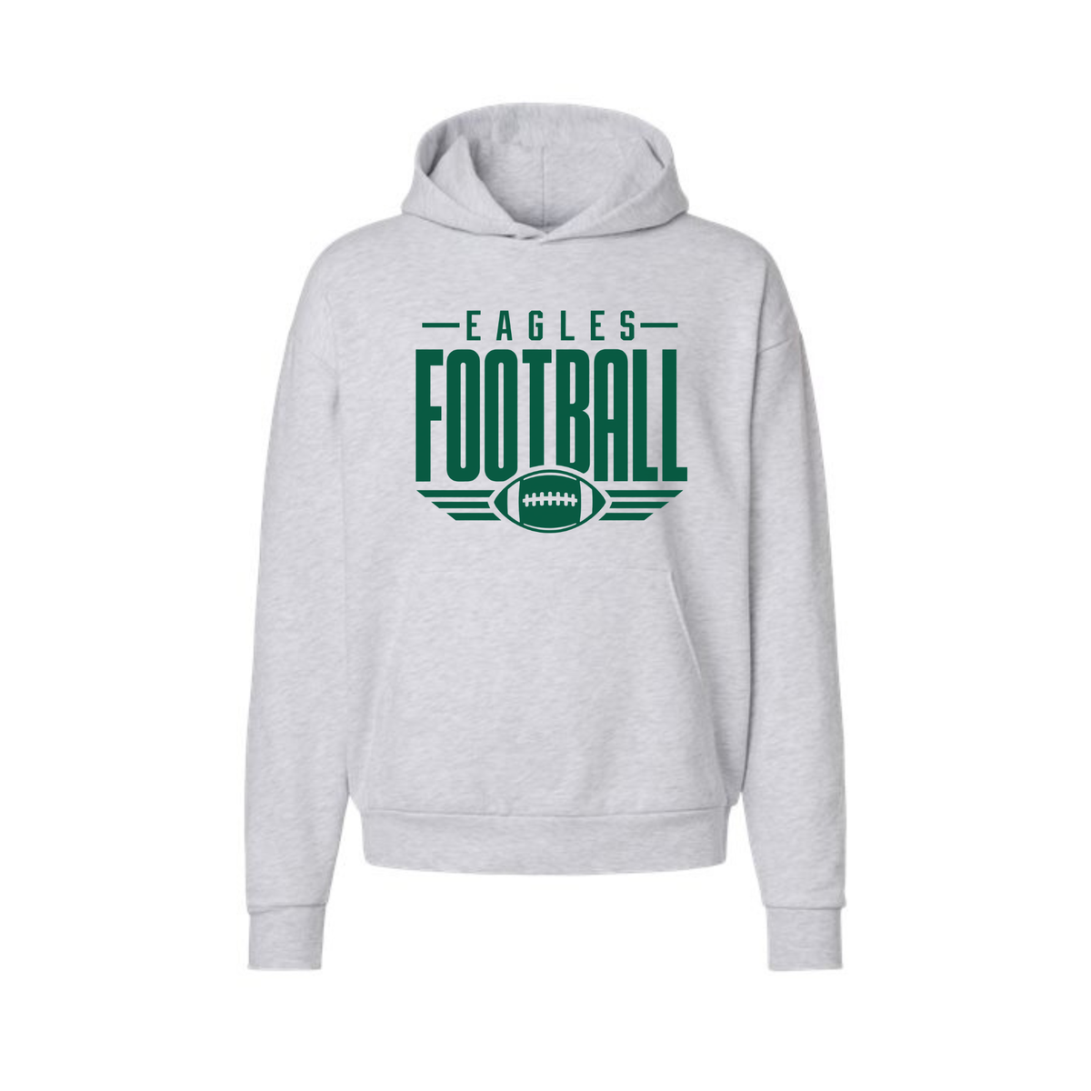 GlenOak Eagles Football oversized hoodie in Ash Gray with green football graphic