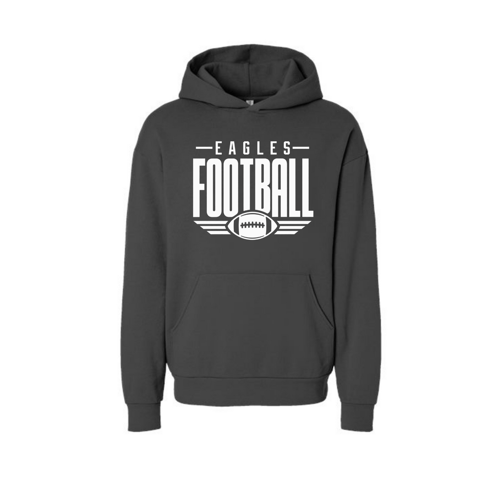 GlenOak Eagles Football oversized hoodie in charcoal gray with white football graphic
