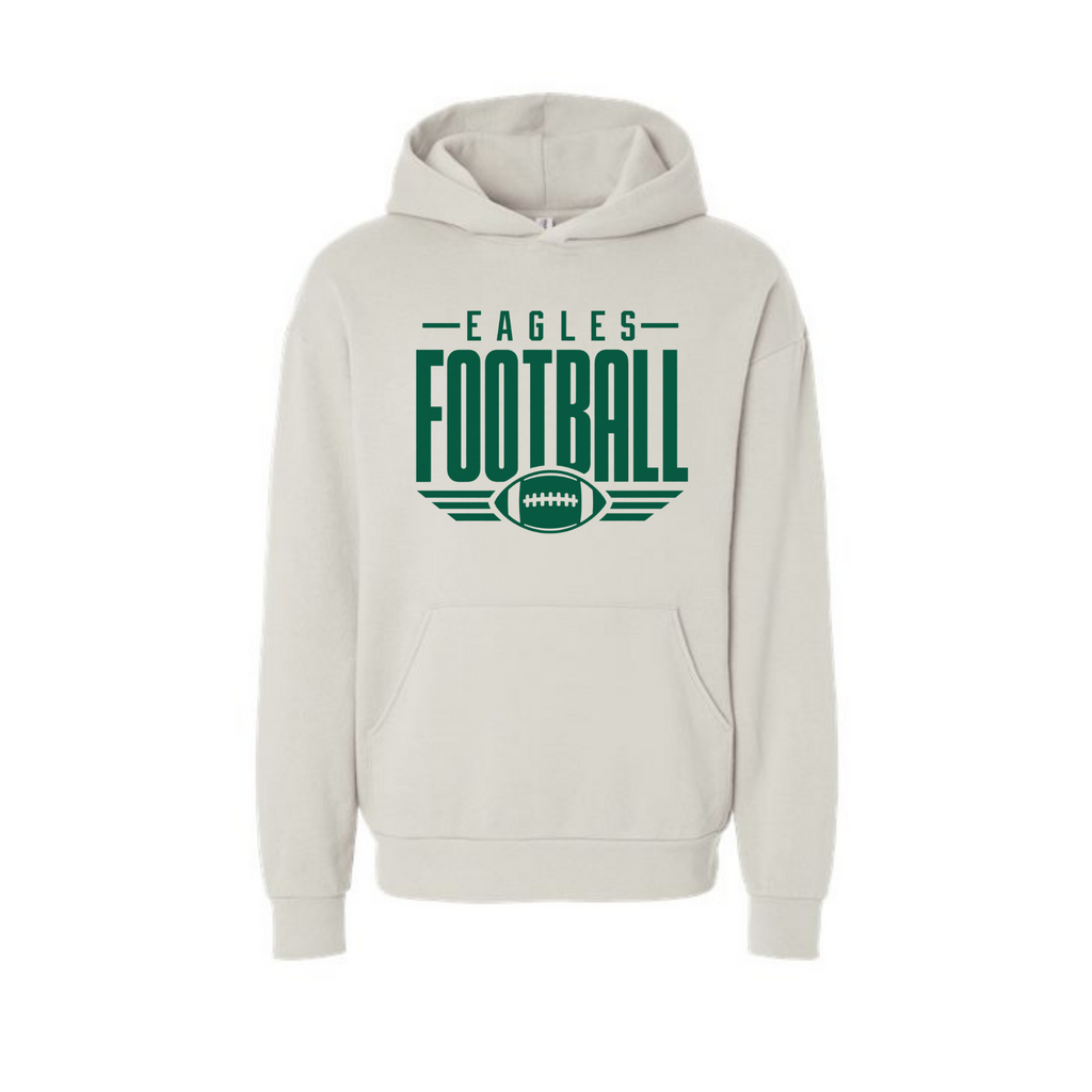 GlenOak Eagles Football oversized hoodie in ivory with green football graphic