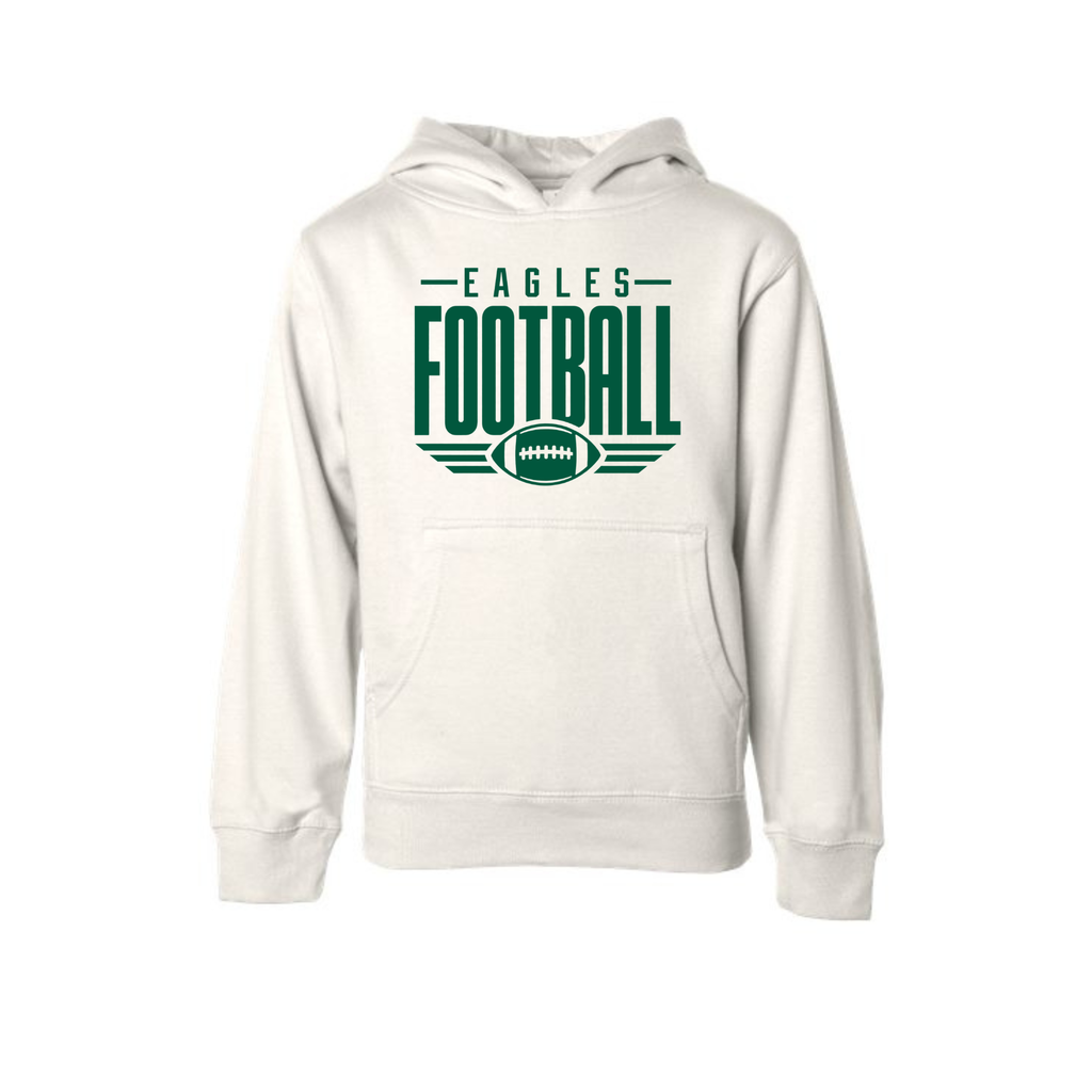 GlenOak Eagles Football youth hoodie in Bone with green Eagles Football graphic
