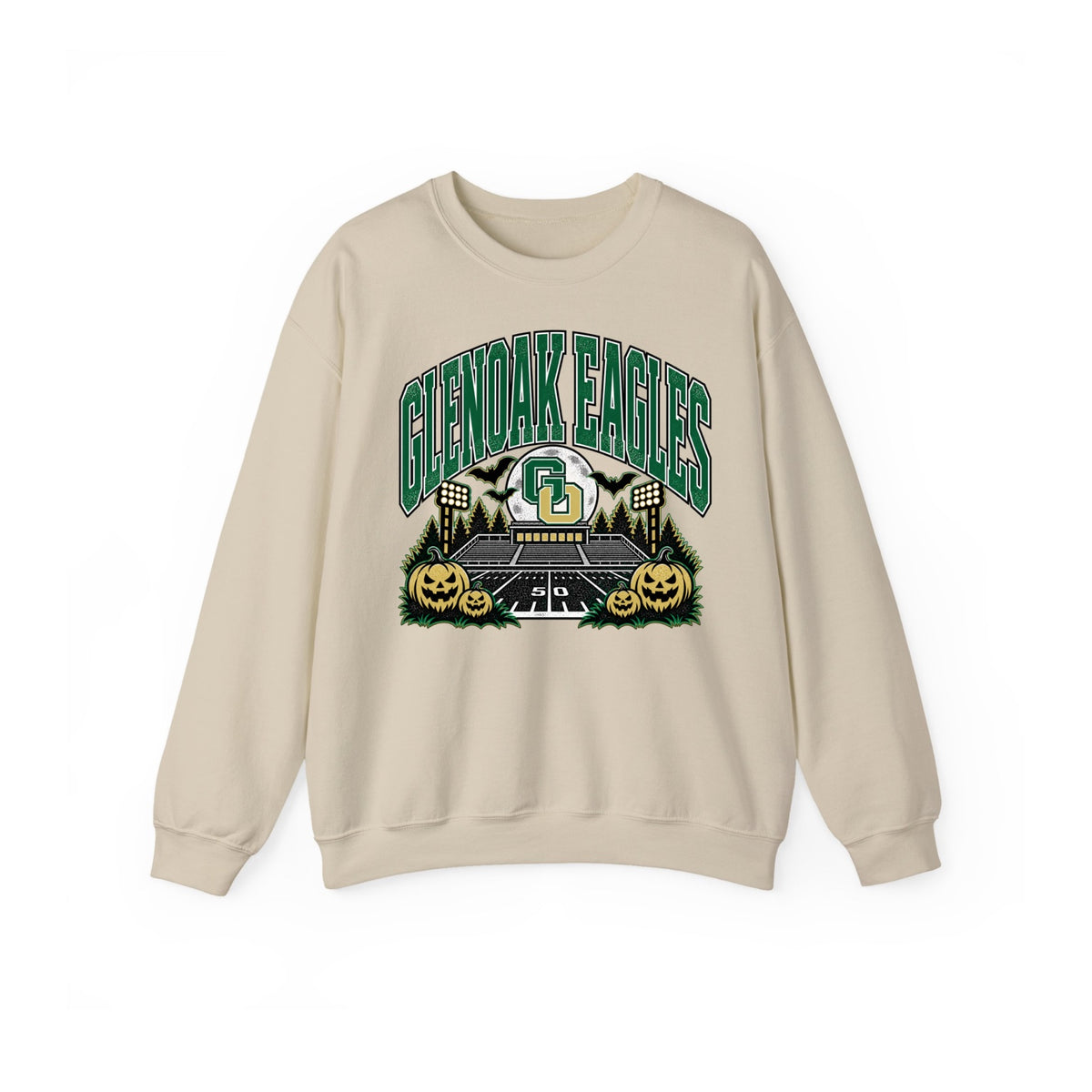 GlenOak Eagles haunted stadium Halloween crewneck sweatshirt in sand