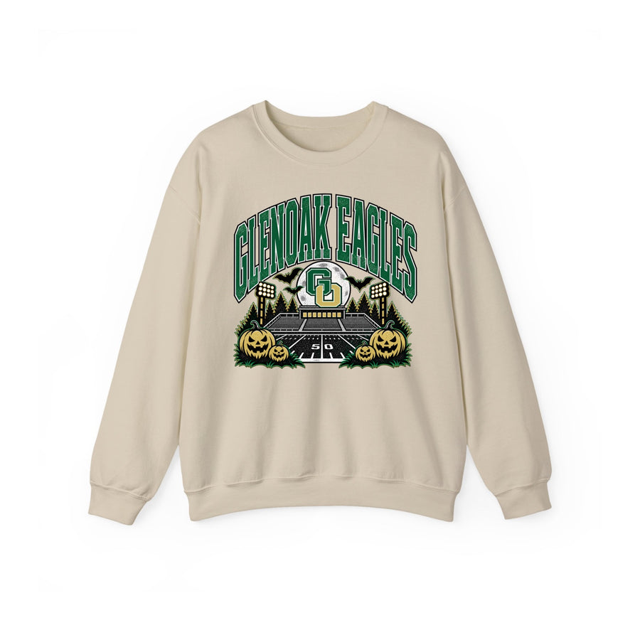 GlenOak Eagles haunted stadium Halloween crewneck sweatshirt in sand