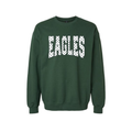 Forest green GlenOak Eagles crewneck sweatshirt with white polka dot Eagles graphic