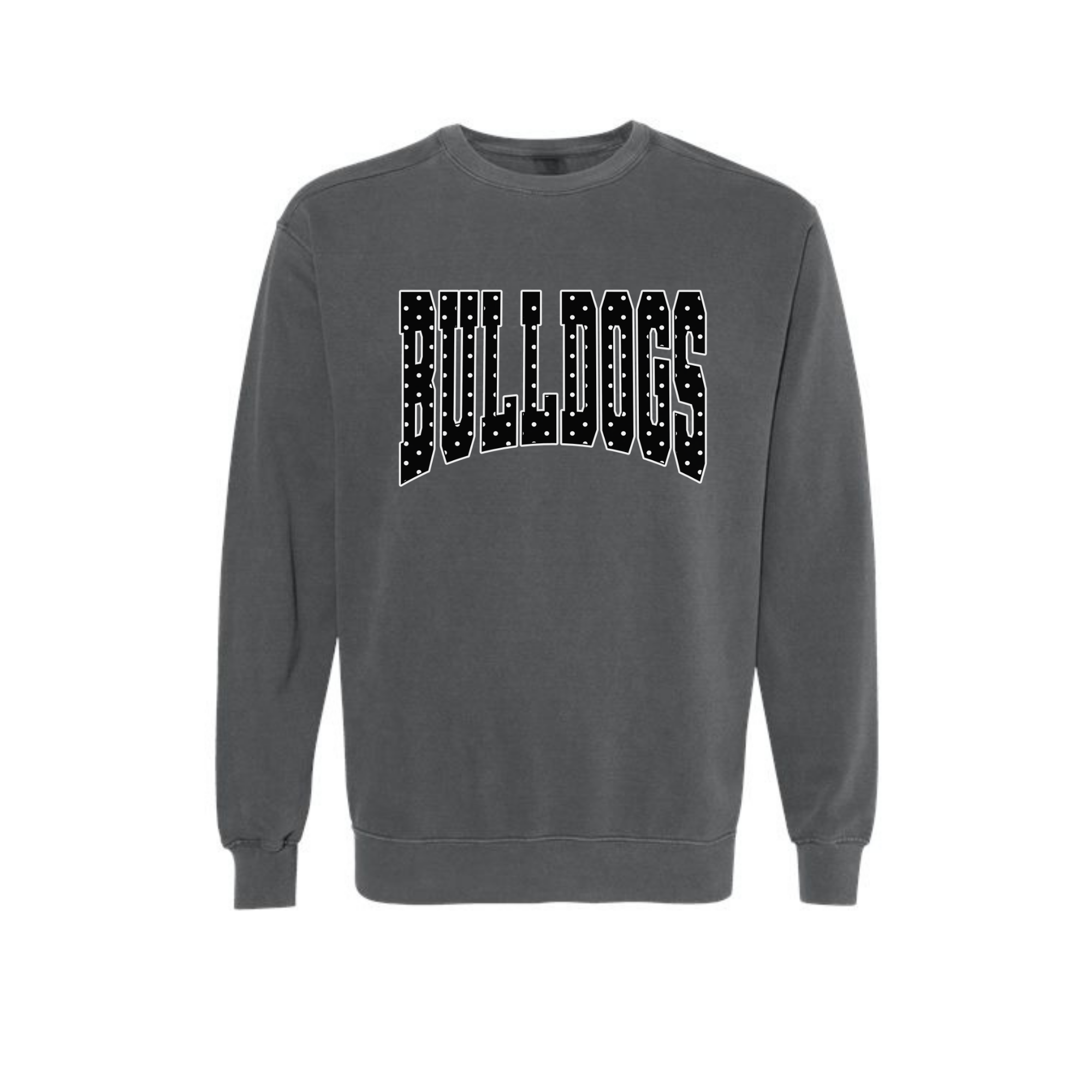 Green Bulldogs black polka dot Comfort Colors crewneck sweatshirt in Pepper