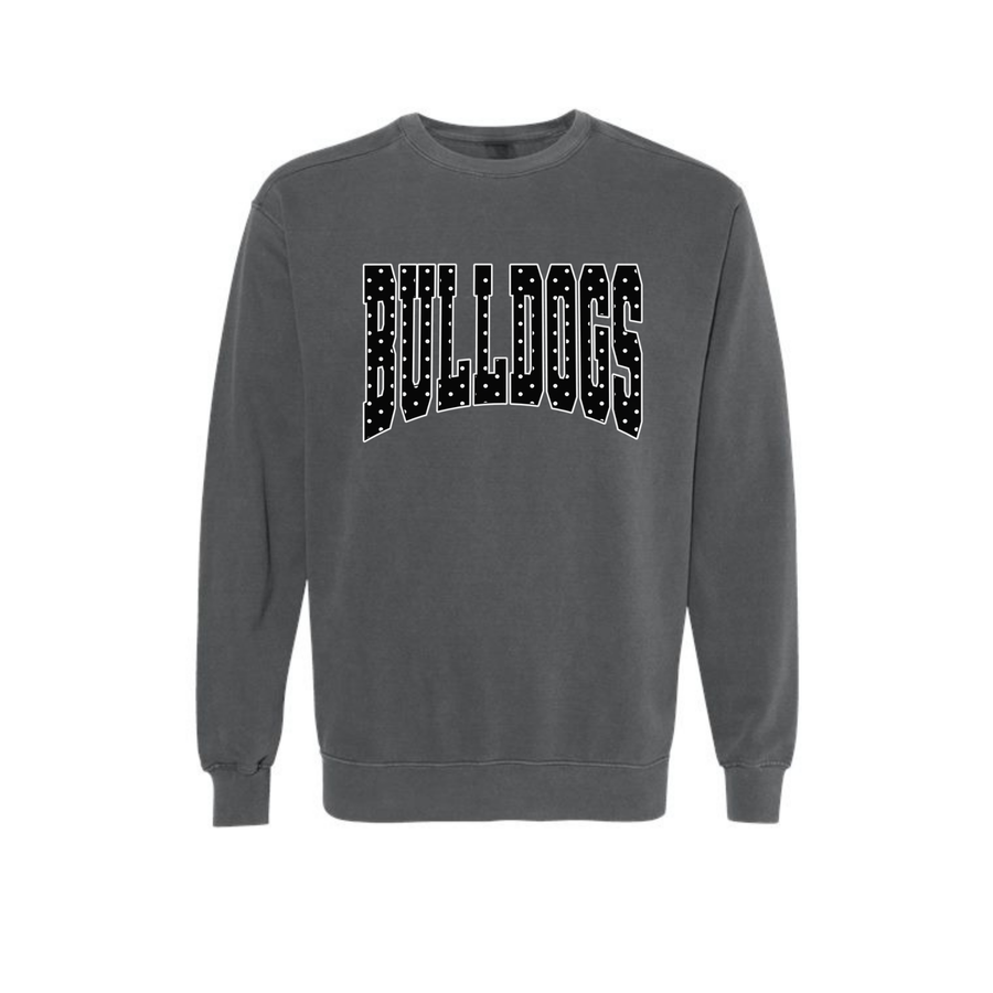 Green Bulldogs black polka dot Comfort Colors crewneck sweatshirt in Pepper