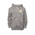 Green Bulldogs grey camo youth hoodie with white G logo and orange outline
