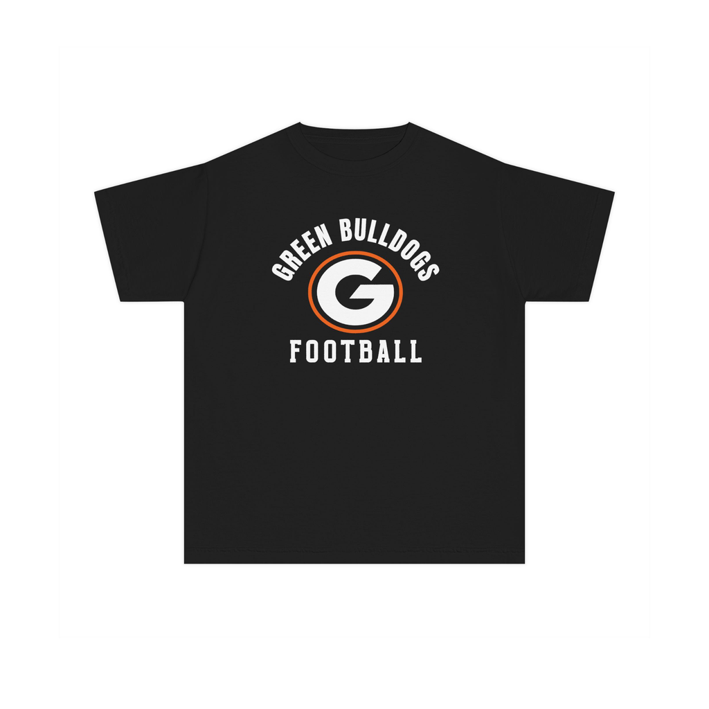Green Bulldogs Football youth Comfort Colors tee in black