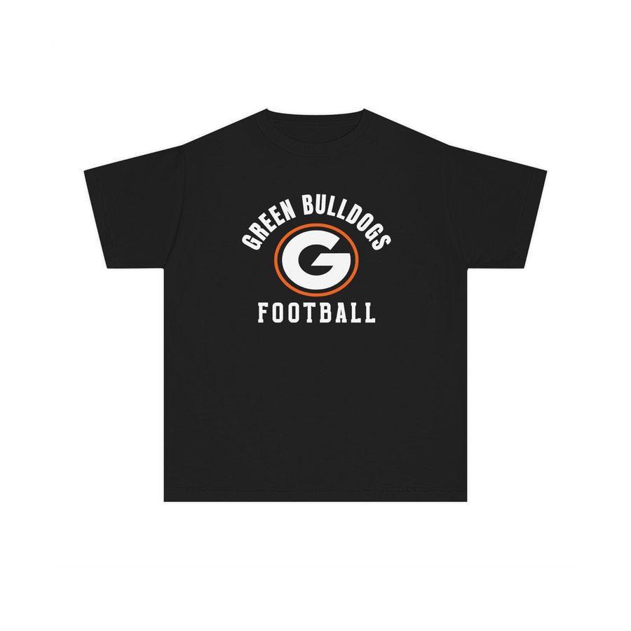 Green Bulldogs Football youth Comfort Colors tee in black