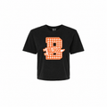Green Bulldogs gingham B Comfort Colors mid-crop tee in Black