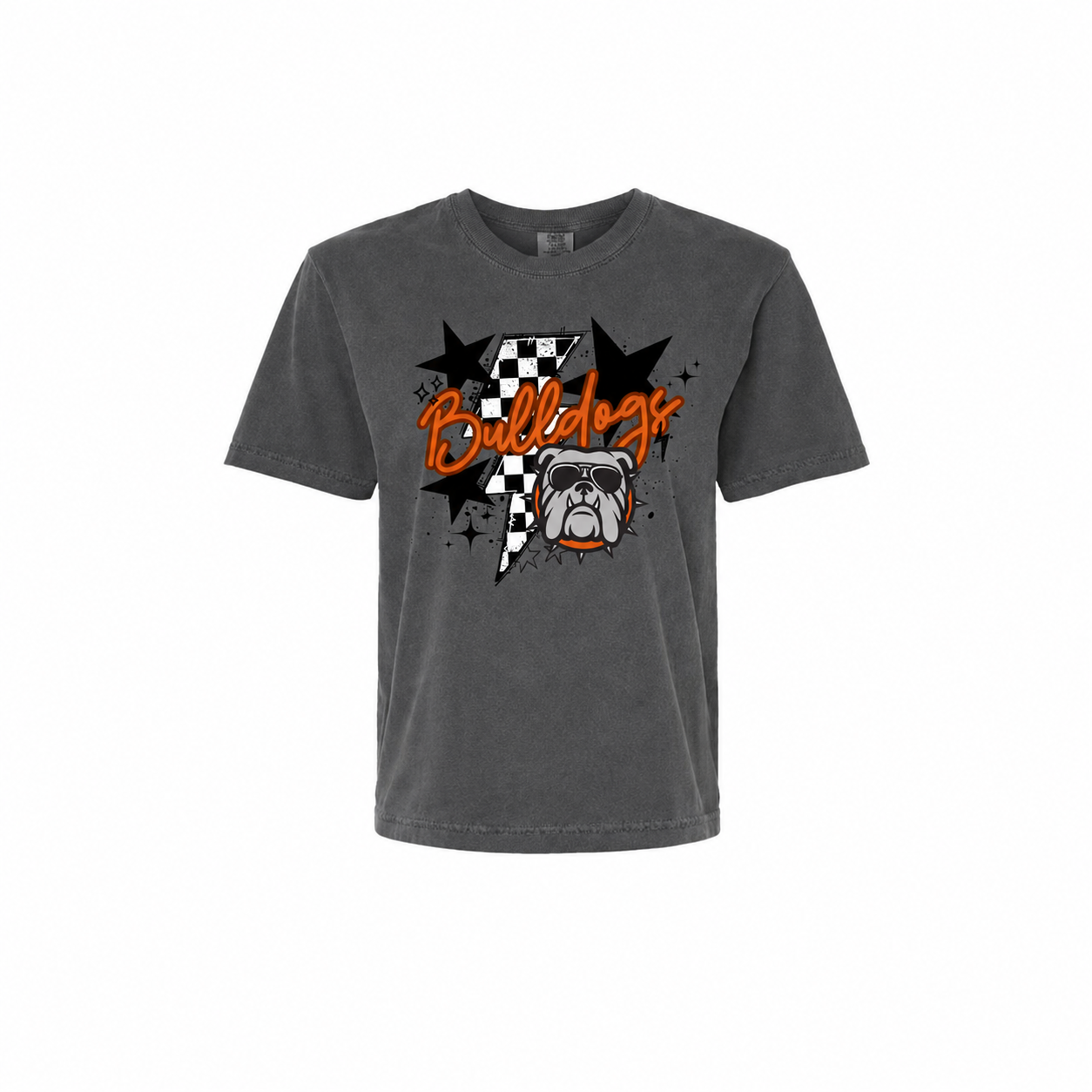 Green Bulldogs mascot star Comfort Colors mid-crop tee in Pepper