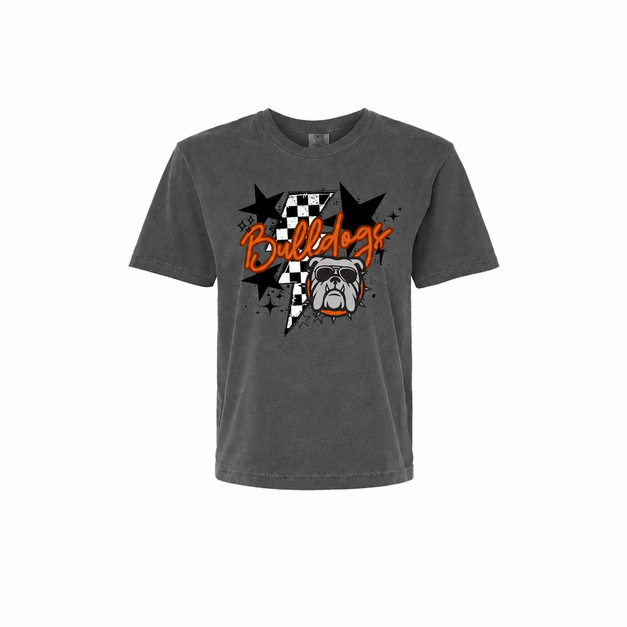 Green Bulldogs mascot star Comfort Colors mid-crop tee in Pepper
