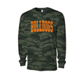 Green Bulldogs orange varsity green camo long-sleeve shirt