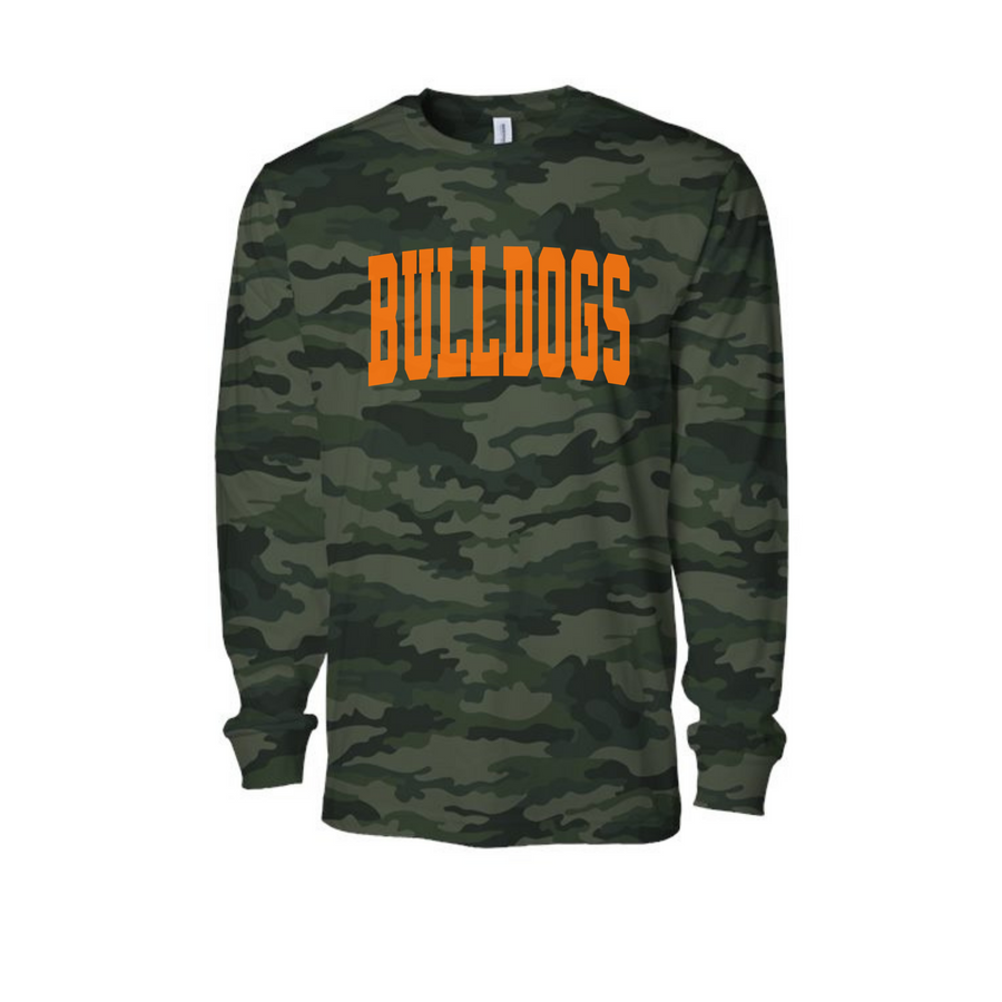 Green Bulldogs Orange Varsity Green Camo Long-Sleeve Tee