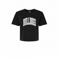 Green Bulldogs polka dot arch Comfort Colors mid-crop tee in Black