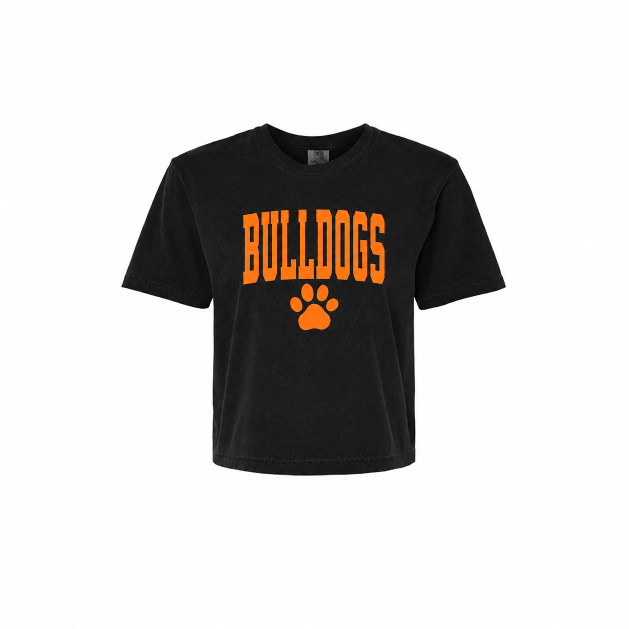 Green Bulldogs varsity paw Comfort Colors mid-crop tee in Black