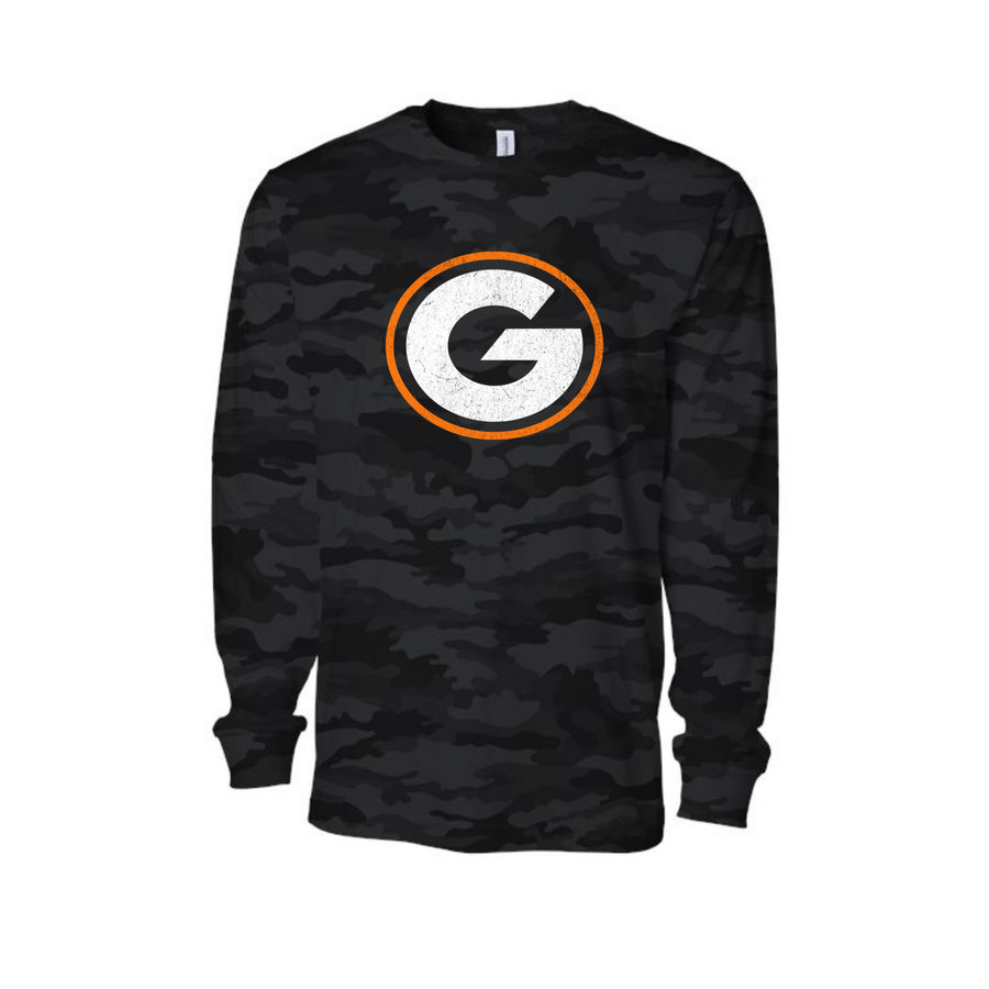 Green Bulldogs Vintage G Black Camo Long-Sleeve Tee