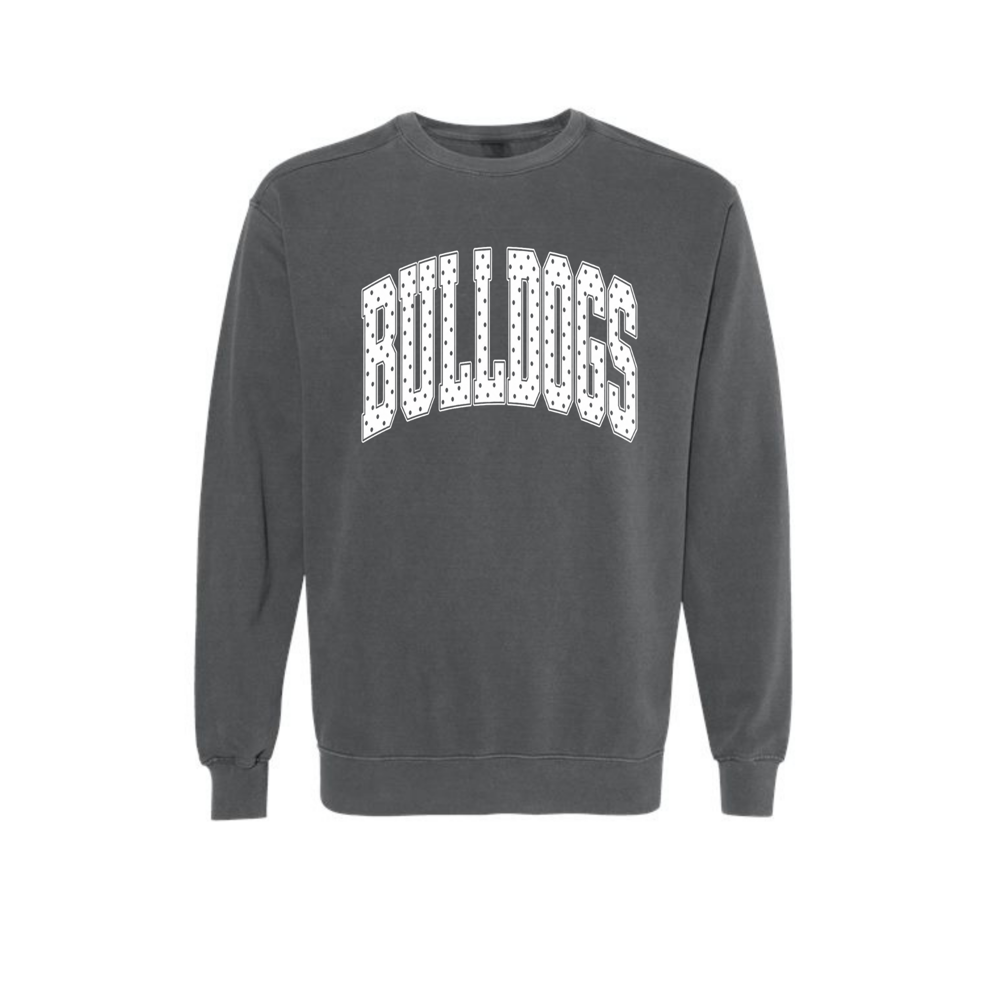 Green Bulldogs white polka dot Comfort Colors crewneck sweatshirt in Pepper
