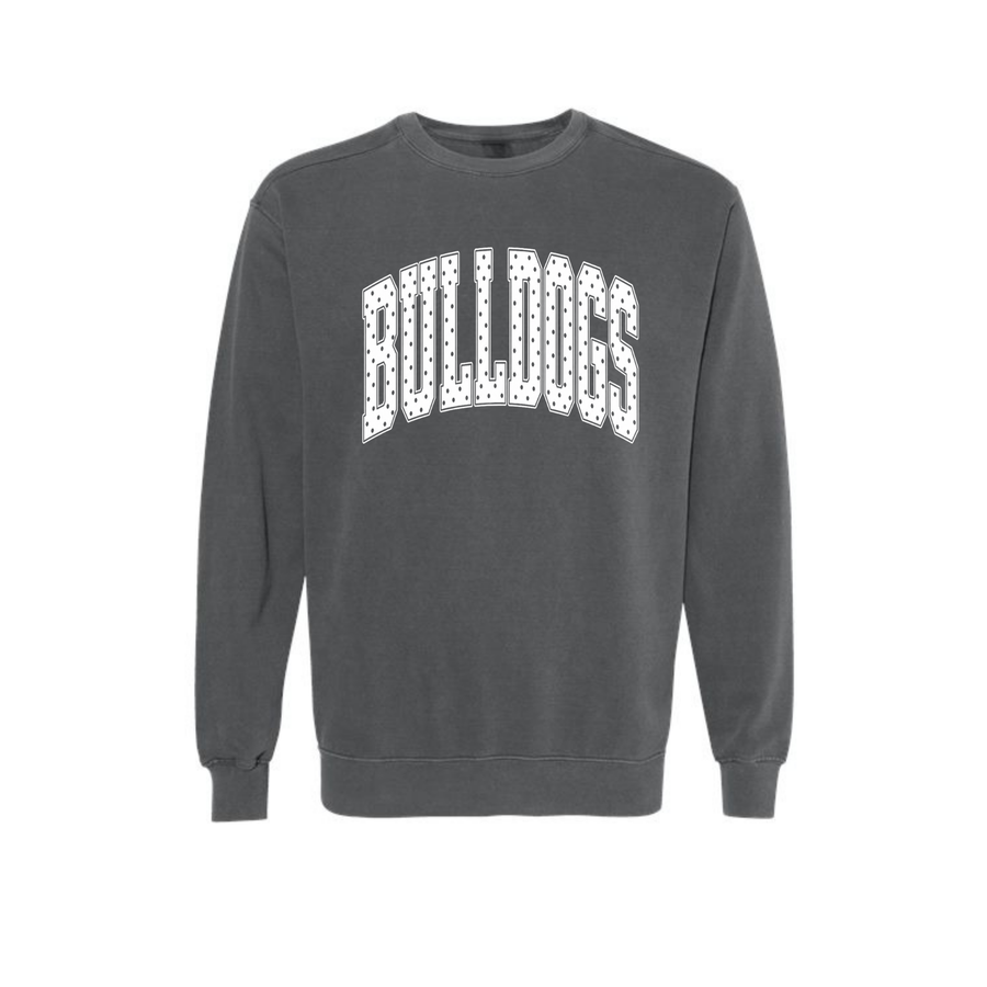Green Bulldogs white polka dot Comfort Colors crewneck sweatshirt in Pepper