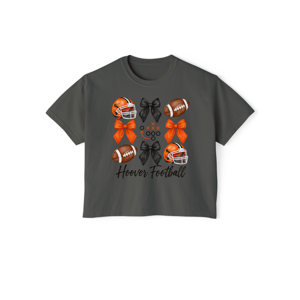 Pepper Hoover Football bows boxy cropped tee