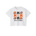 White Hoover Football bows boxy cropped tee