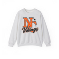 Ash gray Hoover Vikings distressed NC script Gildan 18000 crewneck sweatshirt