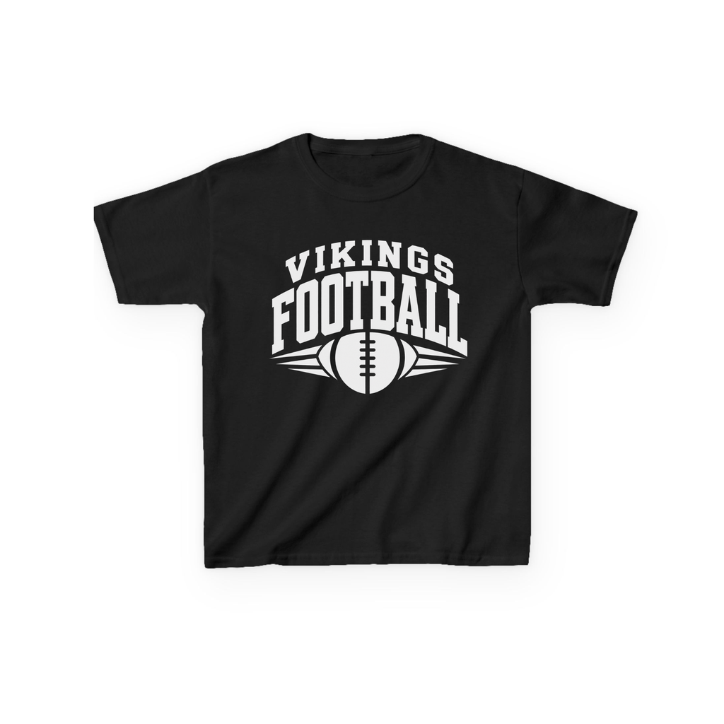Hoover Vikings Football youth tee in black with white graphic