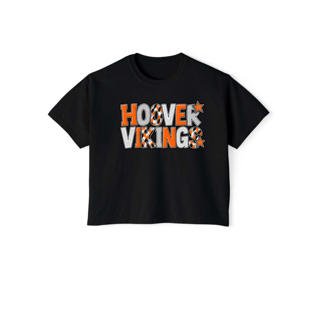 Black Hoover Vikings patchwork boxy cropped tee