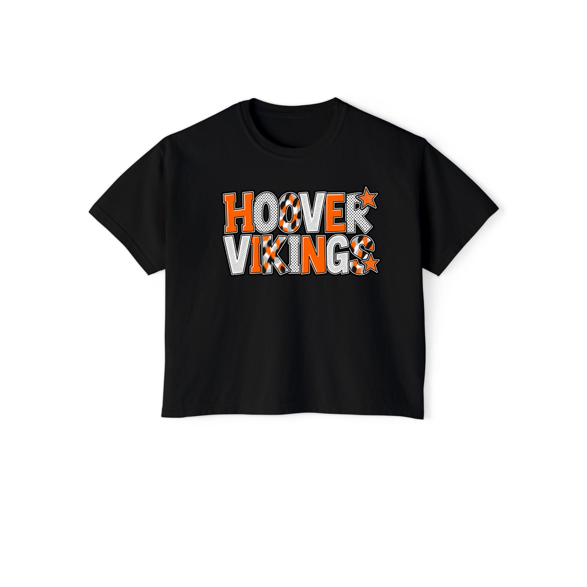 Black Hoover Vikings patchwork boxy cropped tee