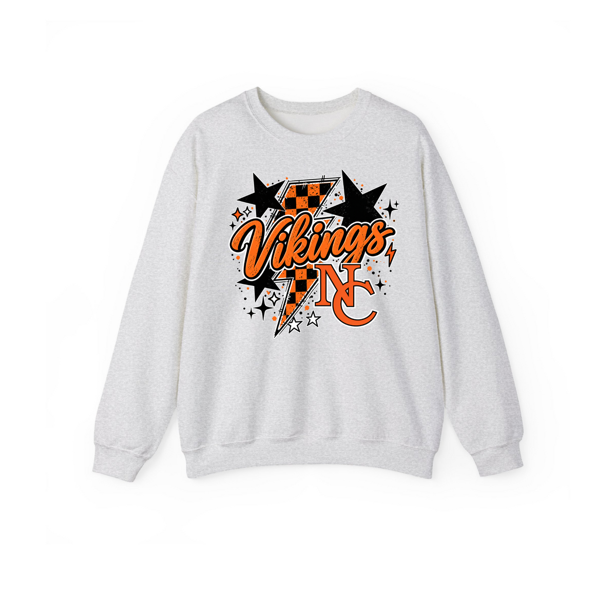 Ash Gray Hoover Vikings retro lightning Gildan 18000 crewneck sweatshirt