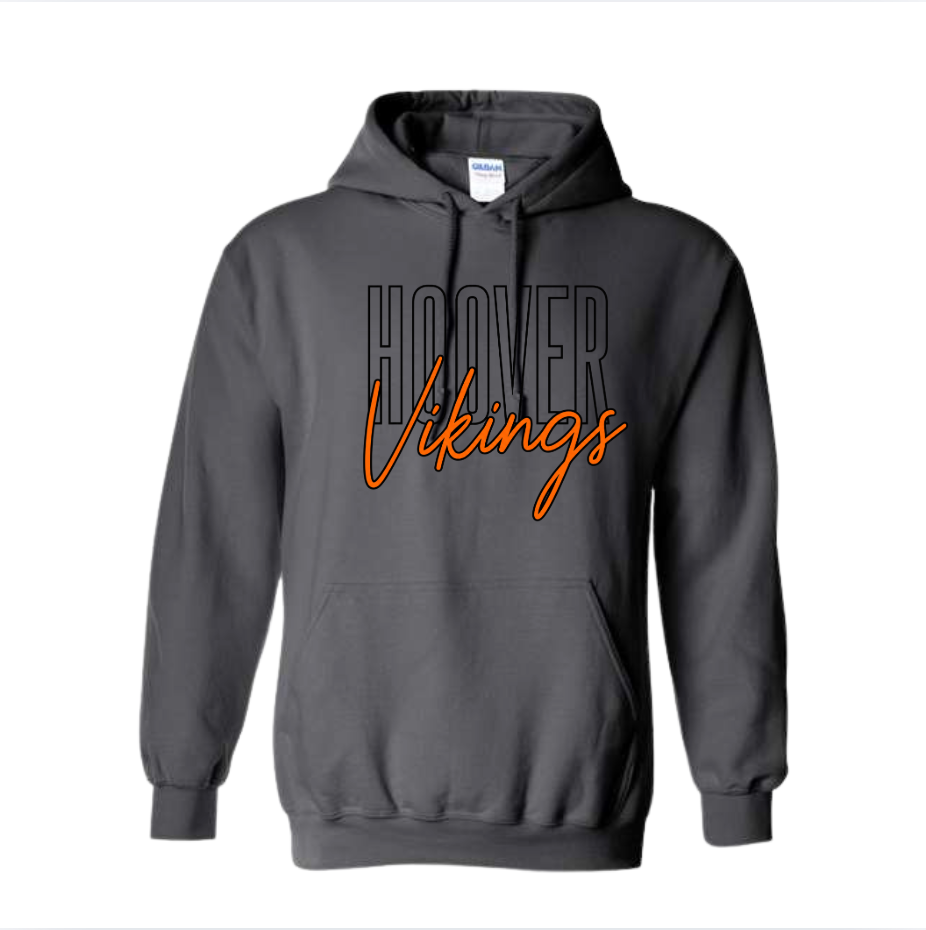 Charcoal Hoover Vikings script unisex Gildan hoodie