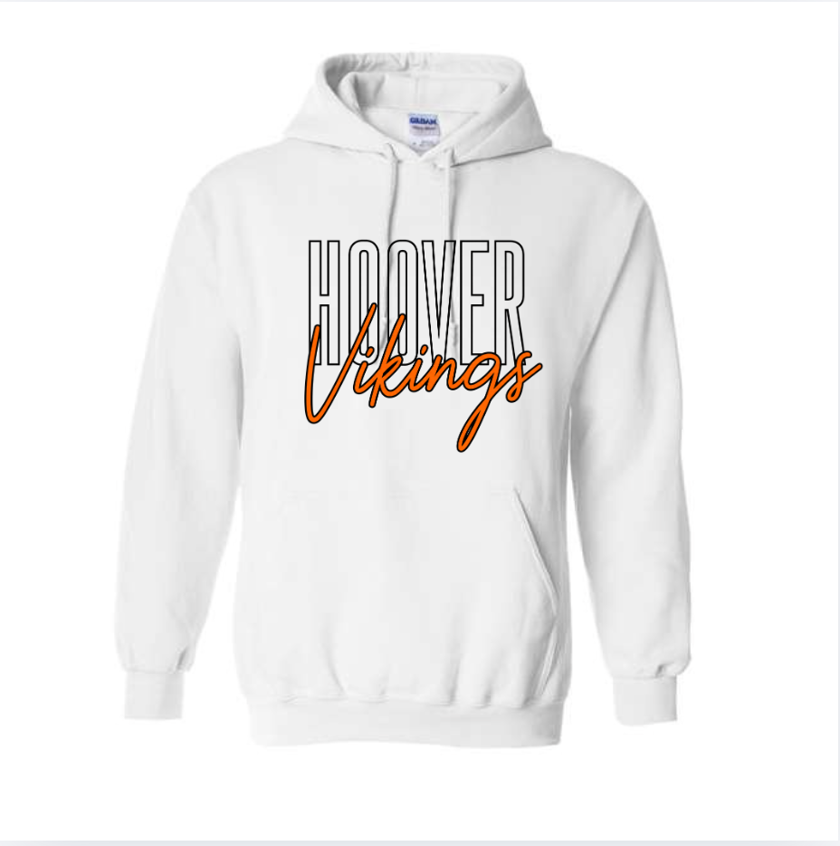 White Hoover Vikings script unisex Gildan hoodie