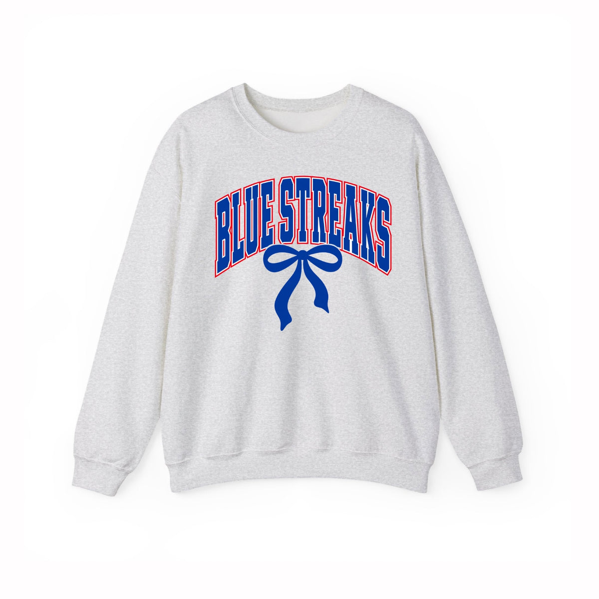 Lake Blue Streaks bow varsity ash gray Gildan crewneck sweatshirt