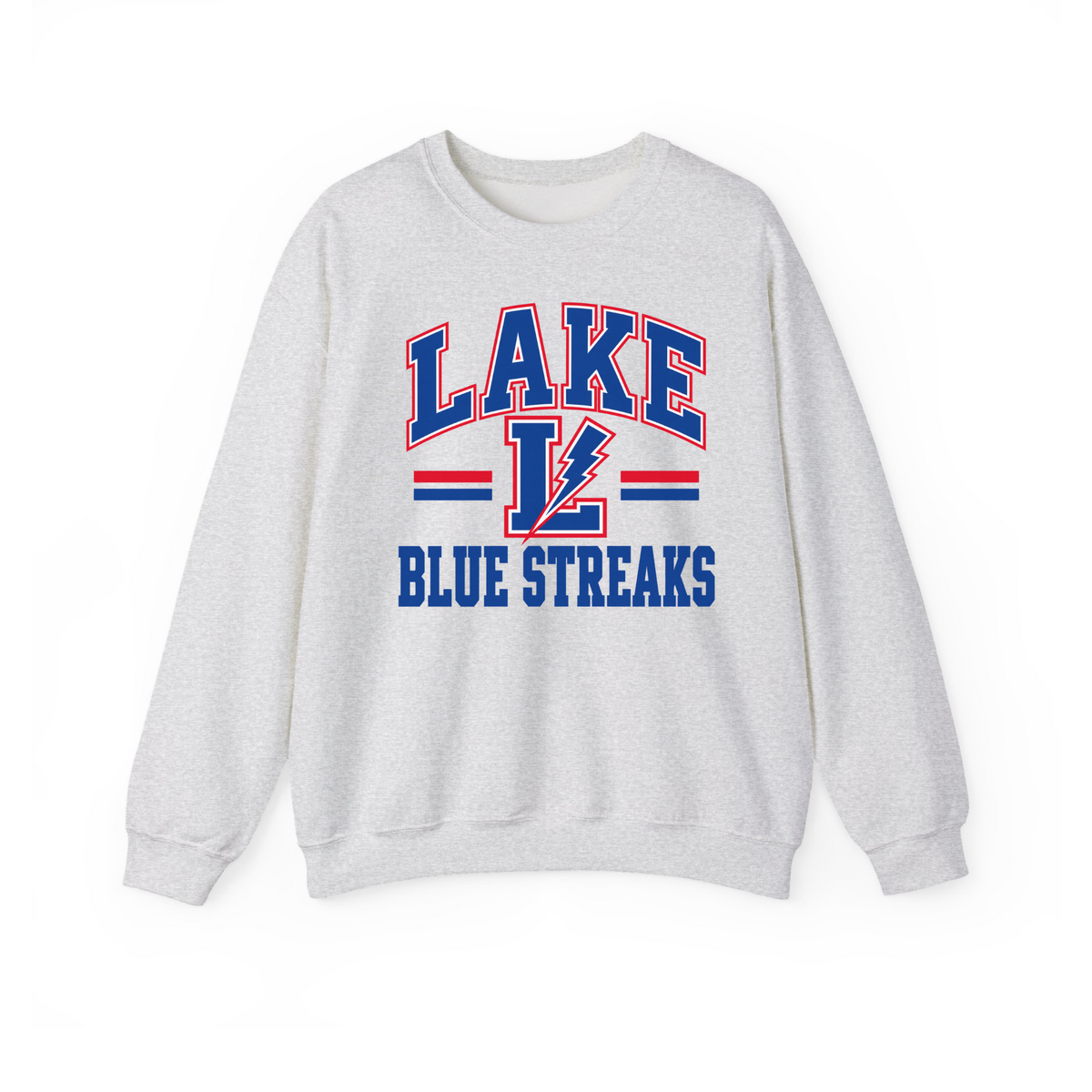Lake Blue Streaks varsity lightning crewneck sweatshirt in ash gray