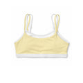 Pale lemon yellow double-strap active top with white contrast trim
