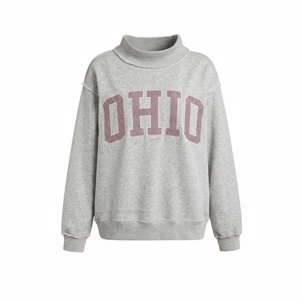 Heather gray OHIO varsity mock neck sweatshirt
